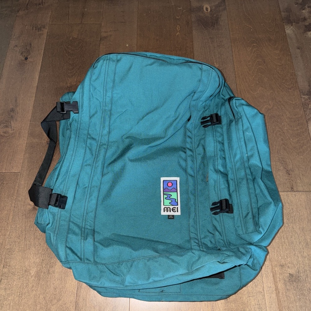 Vintage MEI Duffle Bag Backpack Made in USA Green Travel Outdoors Used
